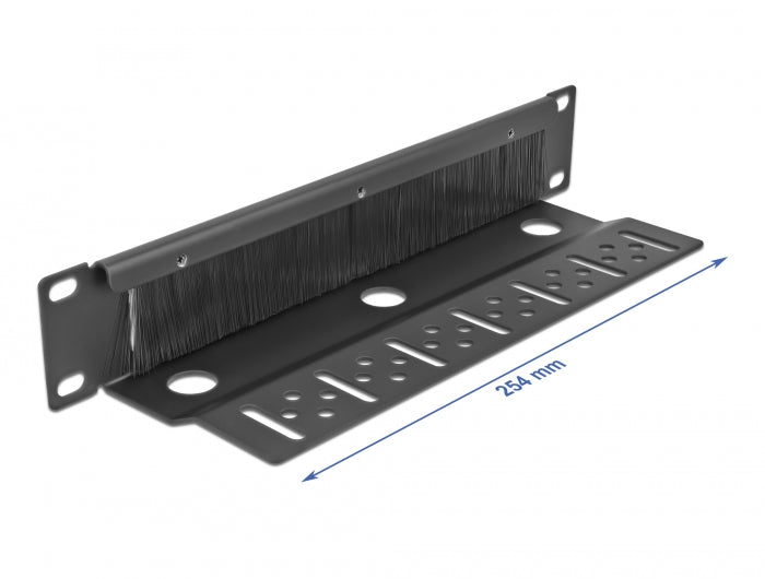 Delock 10″ Kabelmanagement Bürstenleiste mit Kabelbefestigung 1 HE schwarz