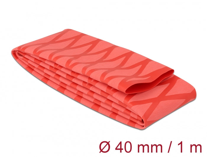 Delock Schrumpfschlauch X-Muster rutschfest 1 m x 40 mm rot