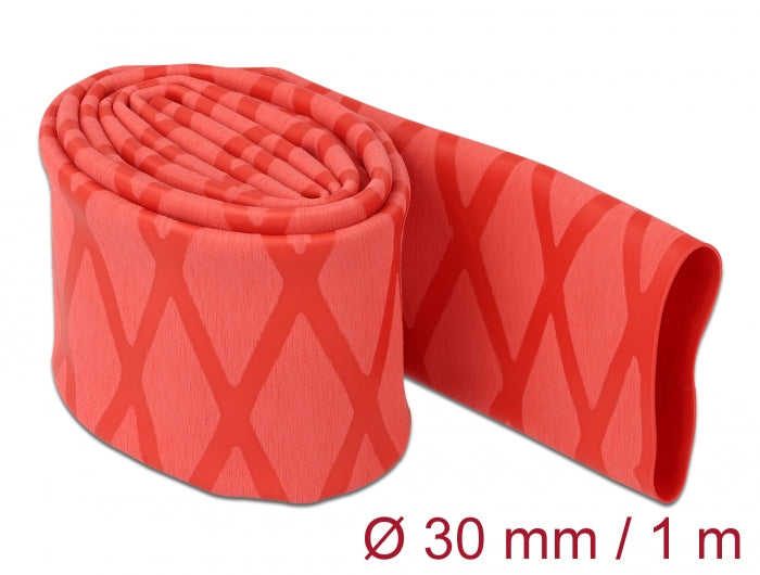 Delock Schrumpfschlauch X-Muster rutschfest 1 m x 30 mm rot