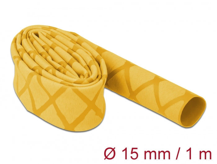Delock Schrumpfschlauch X-Muster rutschfest 1 m x 15 mm gelb