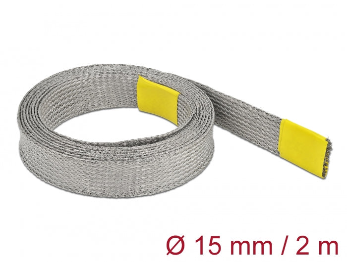 Delock Geflechtschlauch zur EMV Abschirmung dehnbar 2 m x 15 mm