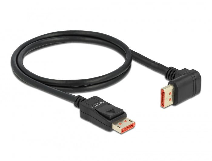 Delock DisplayPort Kabel Stecker gerade zu Stecker 90° oben gewinkelt 8K 60 Hz 1 m