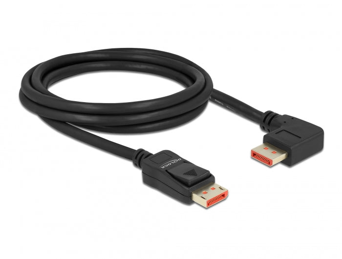 Delock DisplayPort Kabel Stecker gerade zu Stecker 90° rechts gewinkelt 8K 60 Hz 2 m