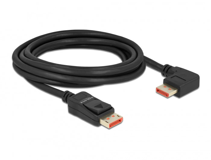 Delock DisplayPort Kabel Stecker gerade zu Stecker 90° rechts gewinkelt 8K 60 Hz 3 m