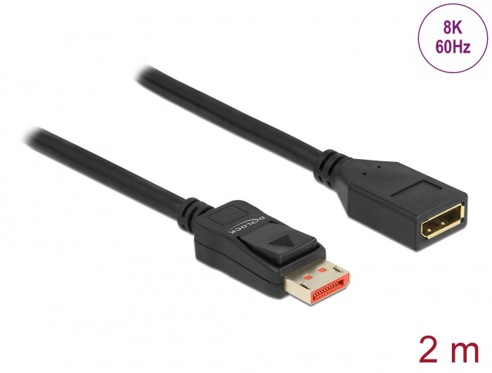Delock DisplayPort Verlängerungskabel 8K 60 Hz 2 m
