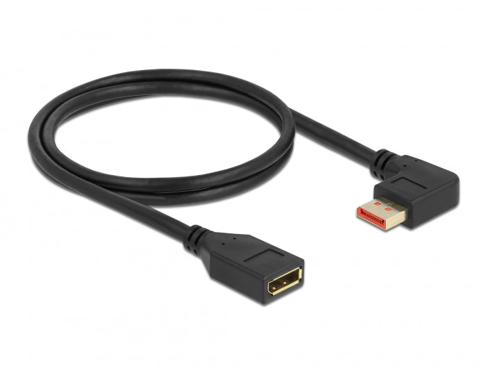 Delock DisplayPort Verlängerungskabel Stecker 90° links gewinkelt zu Buchse 8K 60 Hz 1 m