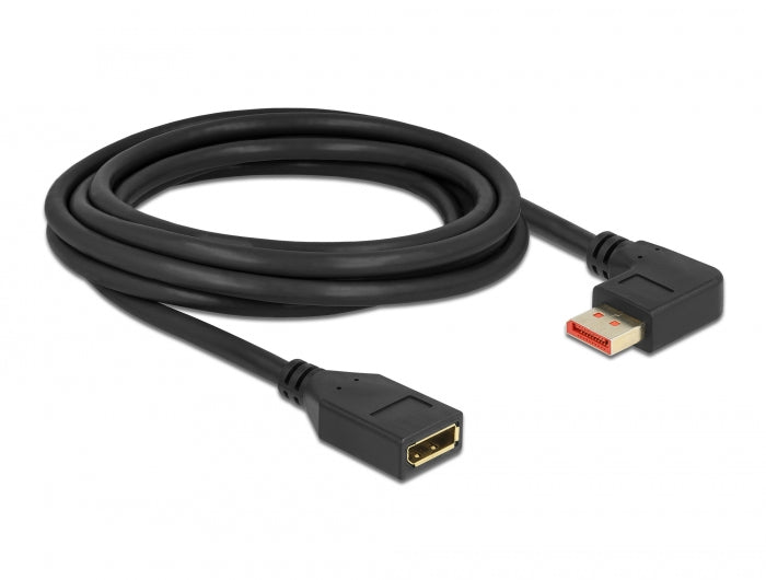 Delock DisplayPort Verlängerungskabel Stecker 90° links gewinkelt zu Buchse 8K 60 Hz 3 m