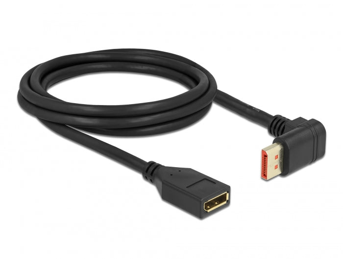 Delock DisplayPort Verlängerungskabel Stecker 90° oben gewinkelt zu Buchse 8K 60 Hz 2 m