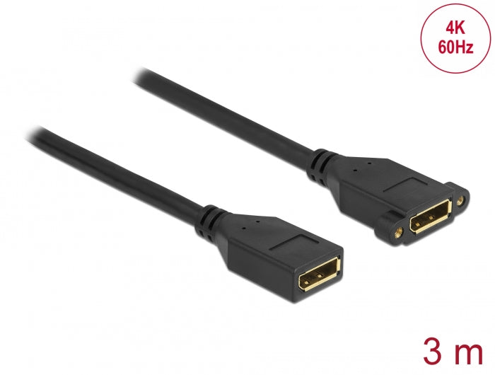 Delock DisplayPort 1.2 Kabel Buchse zu Buchse zum Einbau 4K 60 Hz 3 m