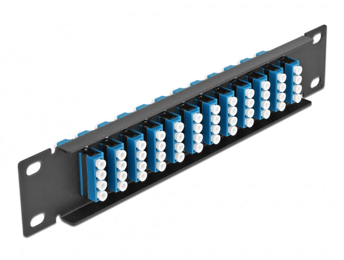 Delock 10″ LWL Patchpanel 12 Port LC Quad blau 1 HE schwarz