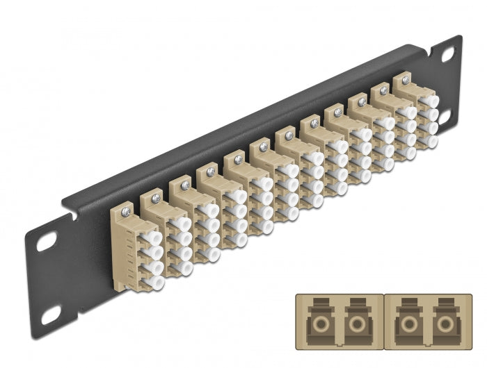 Delock 10″ LWL Patchpanel 12 Port LC Quad beige 1 HE schwarz
