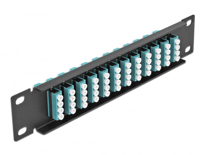 Delock 10″ LWL Patchpanel 12 Port LC Quad aqua 1 HE schwarz
