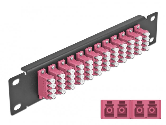 Delock 10″ LWL Patchpanel 12 Port LC Quad violett 1 HE schwarz