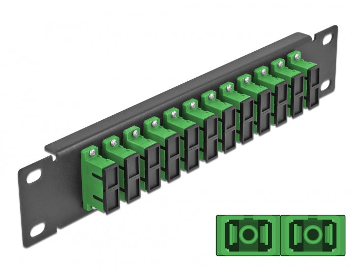 Delock 10″ LWL Patchpanel 12 Port SC Duplex grün 1 HE schwarz
