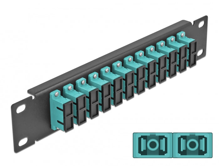 Delock 10″ LWL Patchpanel 12 Port SC Duplex aqua 1 HE schwarz