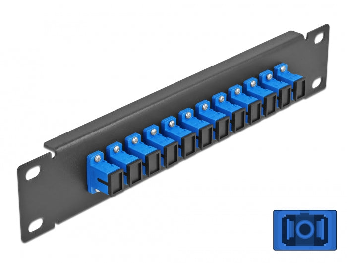 Delock 10″ LWL Patchpanel 12 Port SC Simplex blau 1 HE schwarz