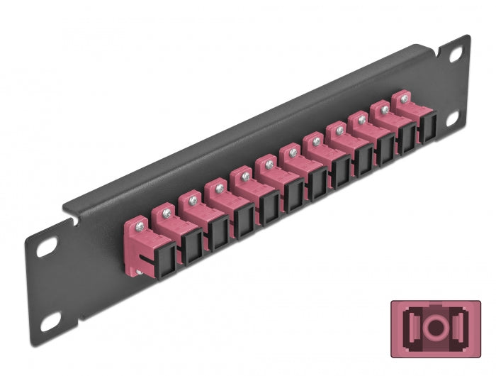 Delock 10″ LWL Patchpanel 12 Port SC Simplex violett 1 HE schwarz