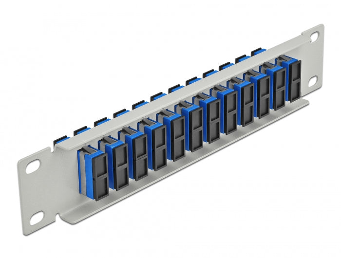 Delock 10″ LWL Patchpanel 12 Port SC Duplex blau 1 HE grau