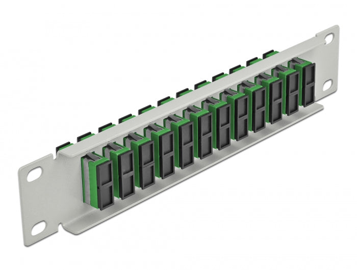 Delock 10″ LWL Patchpanel 12 Port SC Duplex grün 1 HE grau
