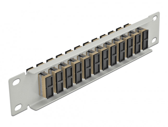 Delock 10″ LWL Patchpanel 12 Port SC Duplex beige 1 HE grau