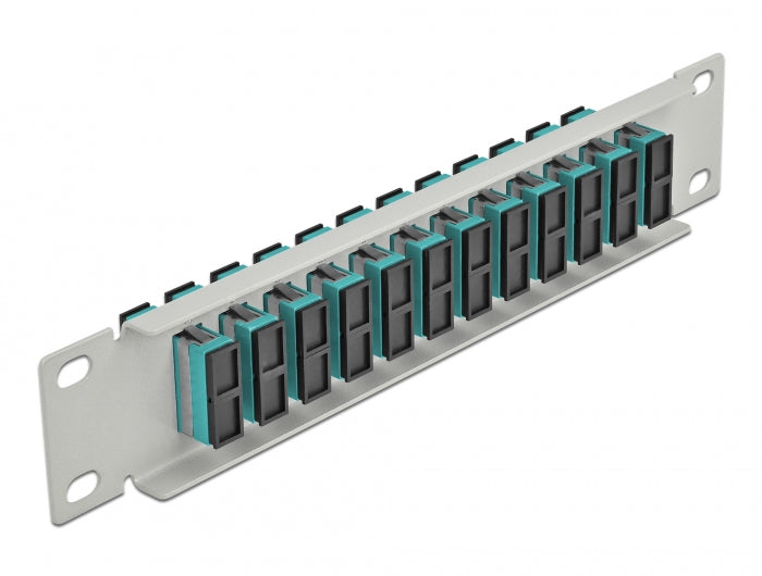 Delock 10″ LWL Patchpanel 12 Port SC Duplex aqua 1 HE grau