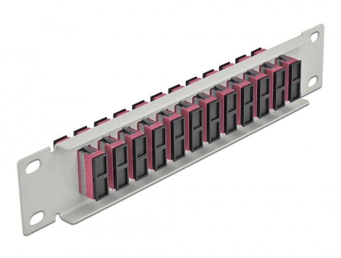 Delock 10″ LWL Patchpanel 12 Port SC Duplex violett 1 HE grau