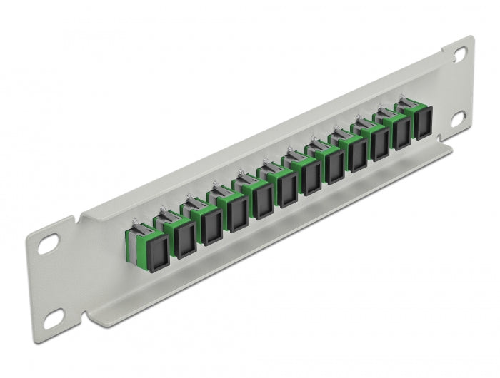 Delock 10″ LWL Patchpanel 12 Port SC Simplex grün 1 HE grau