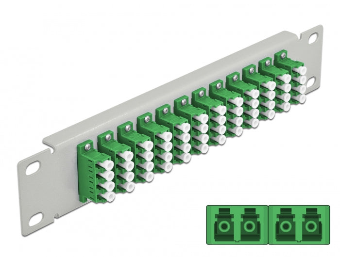 Delock 10″ LWL Patchpanel 12 Port LC Quad grün 1 HE grau