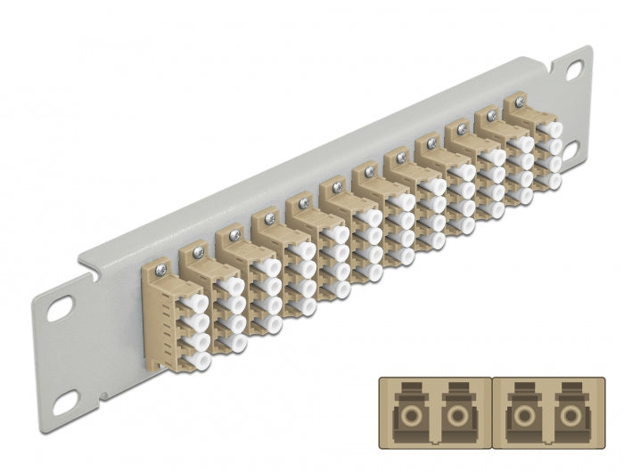Delock 10″ LWL Patchpanel 12 Port LC Quad beige 1 HE grau