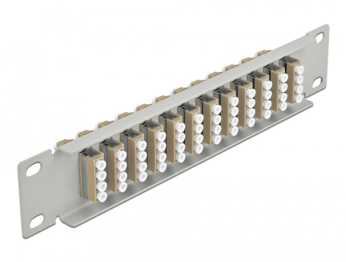 Delock 10″ LWL Patchpanel 12 Port LC Quad beige 1 HE grau