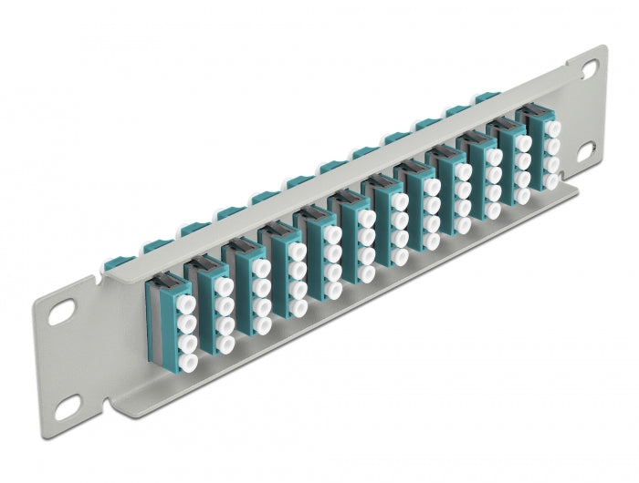 Delock 10″ LWL Patchpanel 12 Port LC Quad aqua 1 HE grau