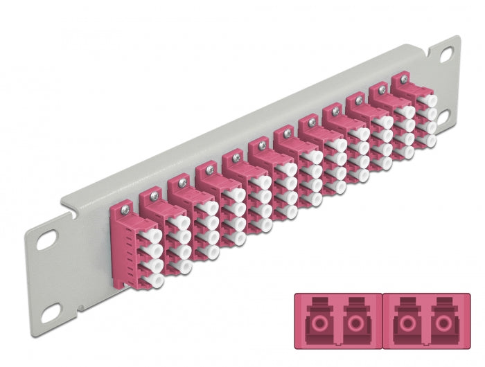 Delock 10″ LWL Patchpanel 12 Port LC Quad violett 1 HE grau