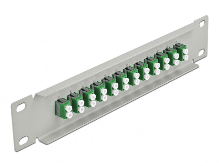 Delock 10″ LWL Patchpanel 12 Port LC Duplex grün 1 HE grau