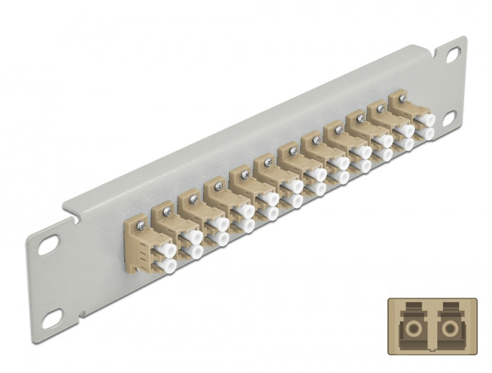 Delock 10″ LWL Patchpanel 12 Port LC Duplex beige 1 HE grau