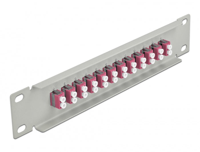 Delock 10″ LWL Patchpanel 12 Port LC Duplex violett 1 HE grau