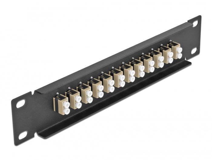Delock 10″ LWL Patchpanel 12 Port LC Duplex beige 1 HE schwarz