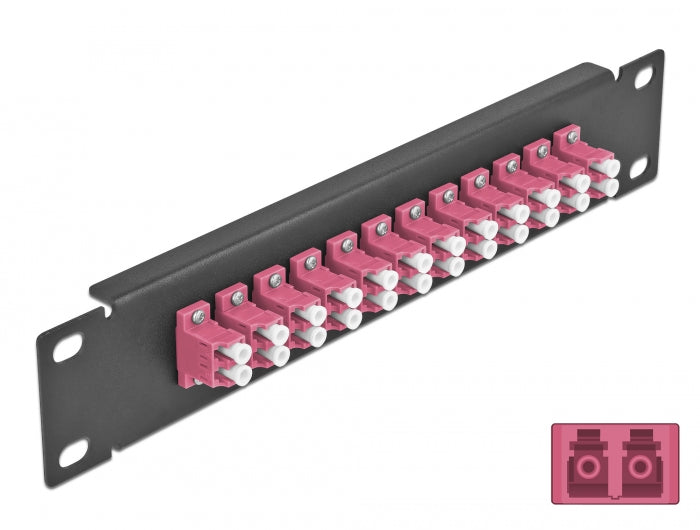 Delock 10″ LWL Patchpanel 12 Port LC Duplex violett 1 HE schwarz