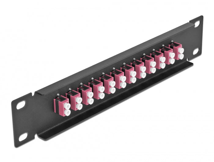 Delock 10″ LWL Patchpanel 12 Port LC Duplex violett 1 HE schwarz