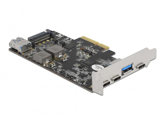 Delock PCI Express x4 Karte zu 3 x USB Type-C™ + 2 x USB Typ-A - SuperSpeed USB 10 Gbps - Low Profile Formfaktor