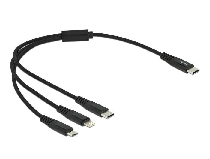 Delock USB Ladekabel 3 in 1 USB Type-C™ zu Lightning™ / Micro USB / USB Type-C™ 30 cm