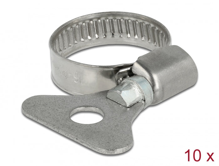 Delock Schlauchschelle mit Flügelmutter 16 - 25 mm 10 Stück Metall