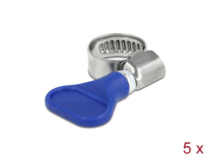 Delock Schlauchschelle Edelstahl 400 SS mit Flügelmutter 10 - 16 mm 5 Stück blau