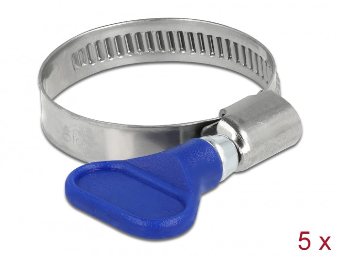 Delock Schlauchschelle Edelstahl 400 SS mit Flügelmutter 25 - 40 mm 5 Stück blau