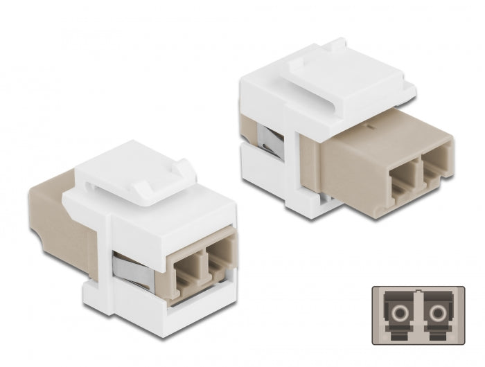 Delock Keystone Modul LC Duplex Buchse zu LC Duplex Buchse beige / weiß