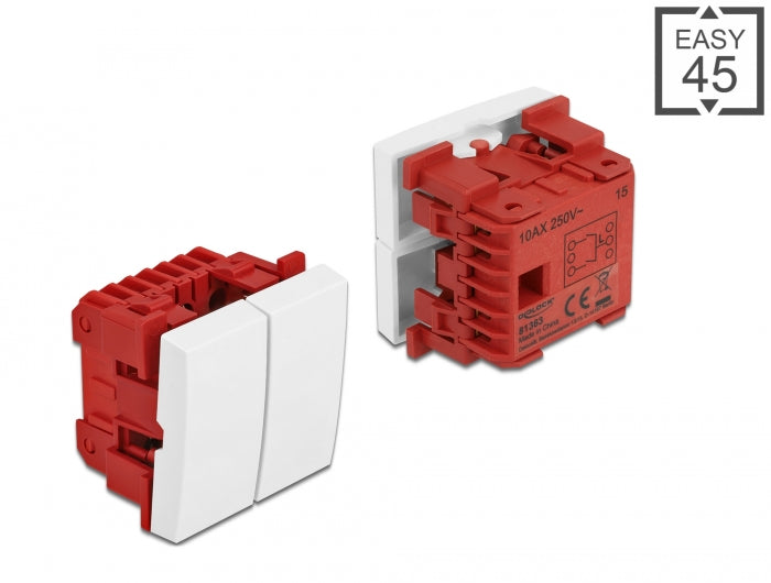 Delock Easy 45 Wippschalter 2fach 45 x 45 mm, weiß