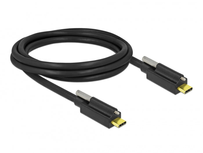 Delock USB 10 Gbps Kabel USB Type-C™ Stecker zu USB Type-C™ Stecker mit Schraube oben 2 m schwarz