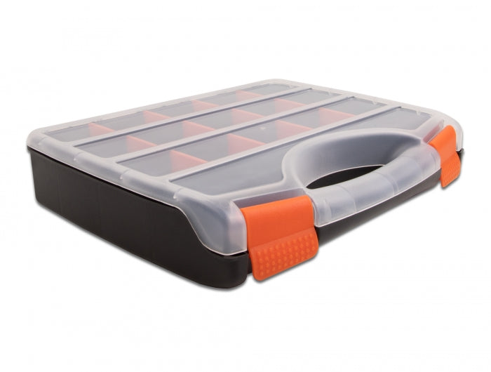 Delock Sortimentsbox mit 17 Fächern 320 x 255 x 60 mm orange / schwarz