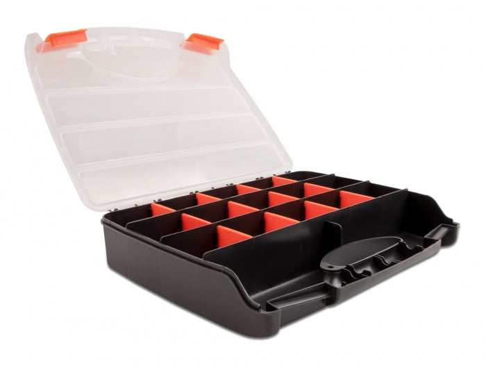 Delock Sortimentsbox mit 17 Fächern 320 x 255 x 60 mm orange / schwarz