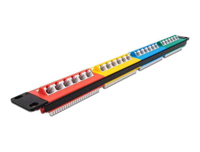 Delock 19″ Patchpanel 24 Port Cat.5e 1 HE farbig