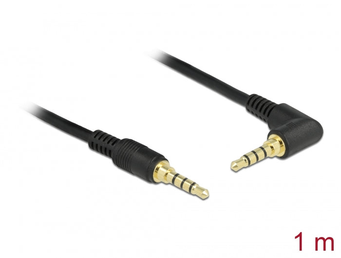 Delock Klinkenkabel 3,5 mm 4 Pin Stecker > Stecker gewinkelt 1 m schwarz
